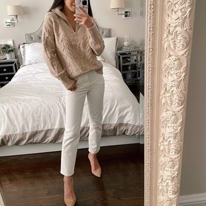 J crew cozy quarter zip cable knit sweater